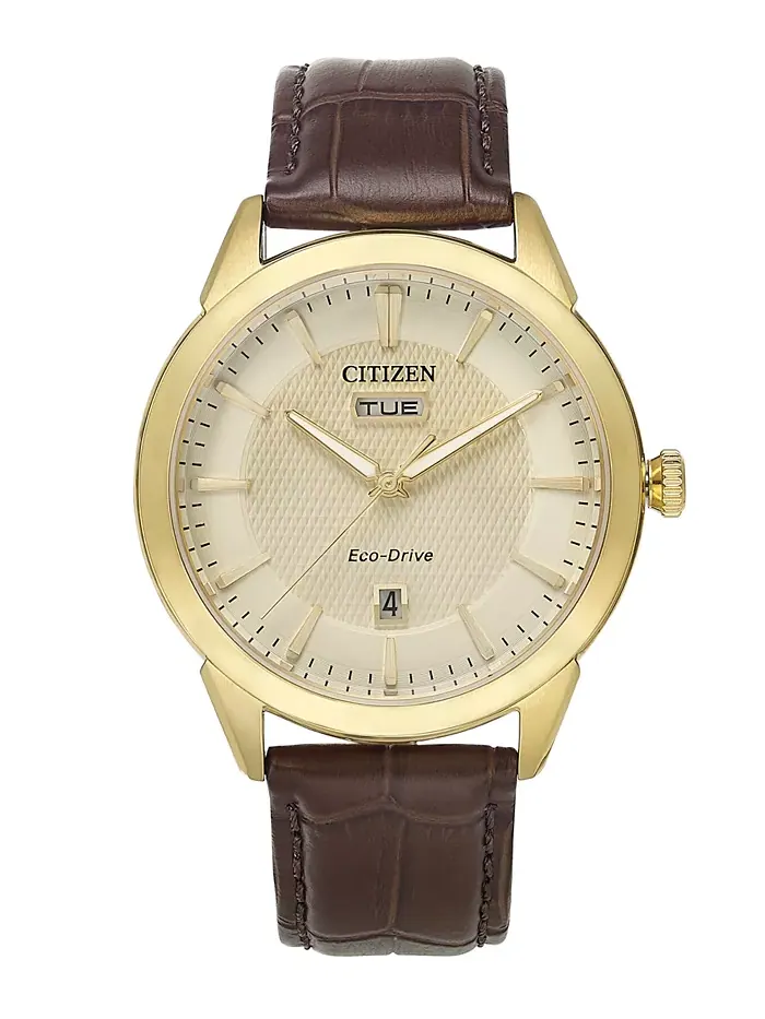 Мужские часы Eco-Drive Corso с коричневым кожаным ремешком, 40 мм Citizen — изображение 4 из 6