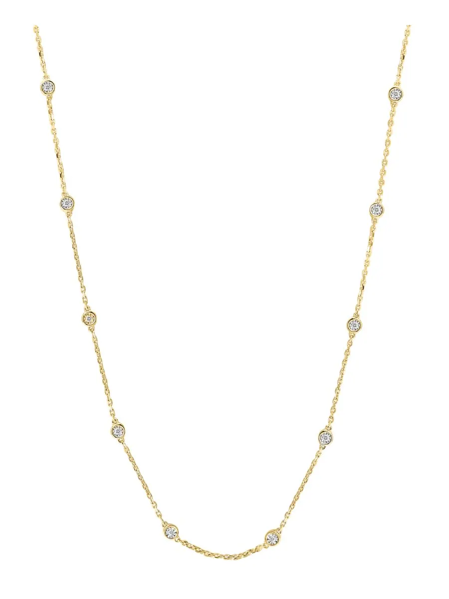 Колье EFFY Diamond Bezel 18" (1/4 карата) из стерлингового серебра с покрытием из 14-каратного — изображение 1 из 1