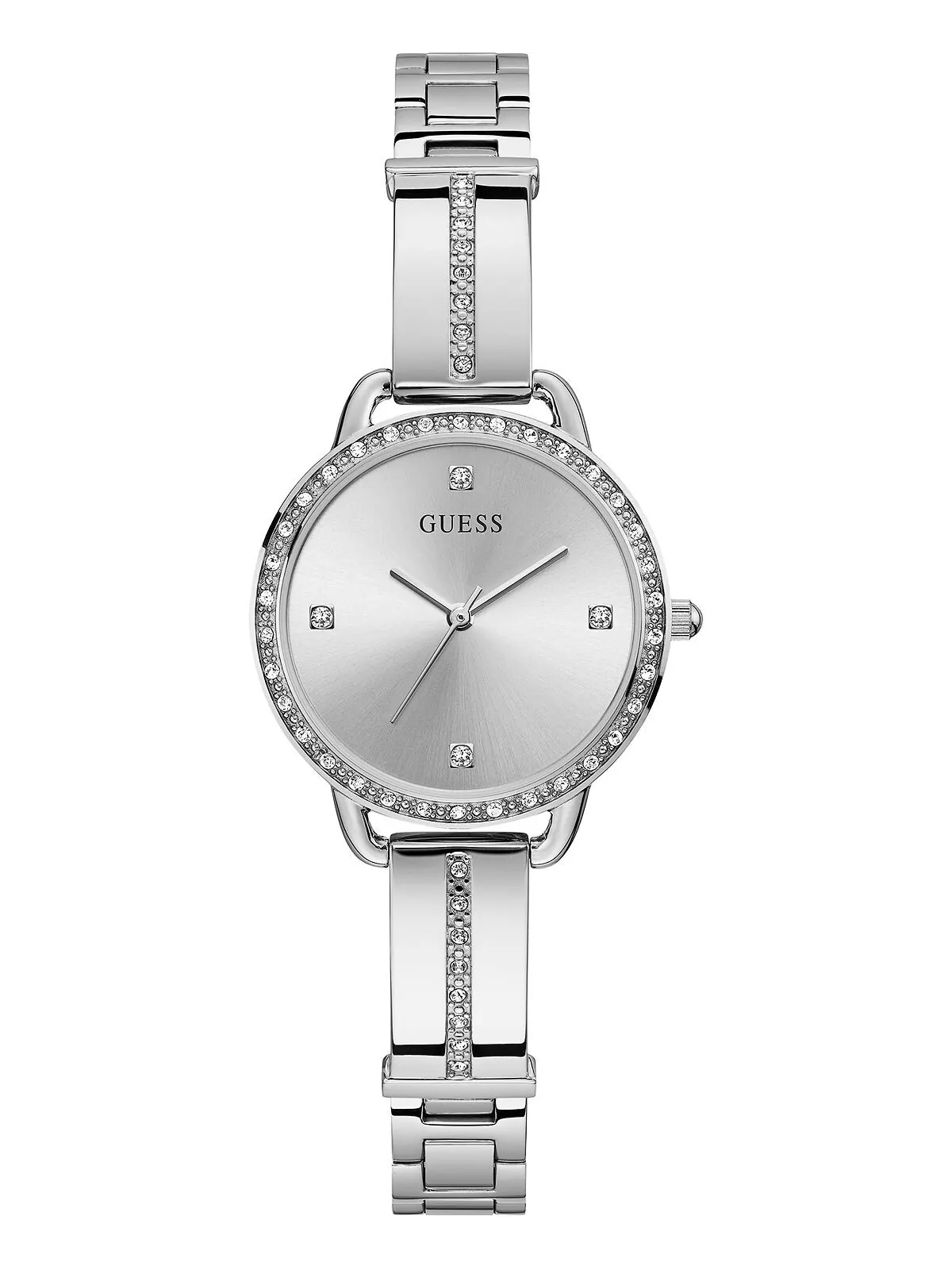 Женские часы с полубраслетом из нержавеющей стали, 30 мм GUESS — изображение 1 из 3, оттенок серебряный
