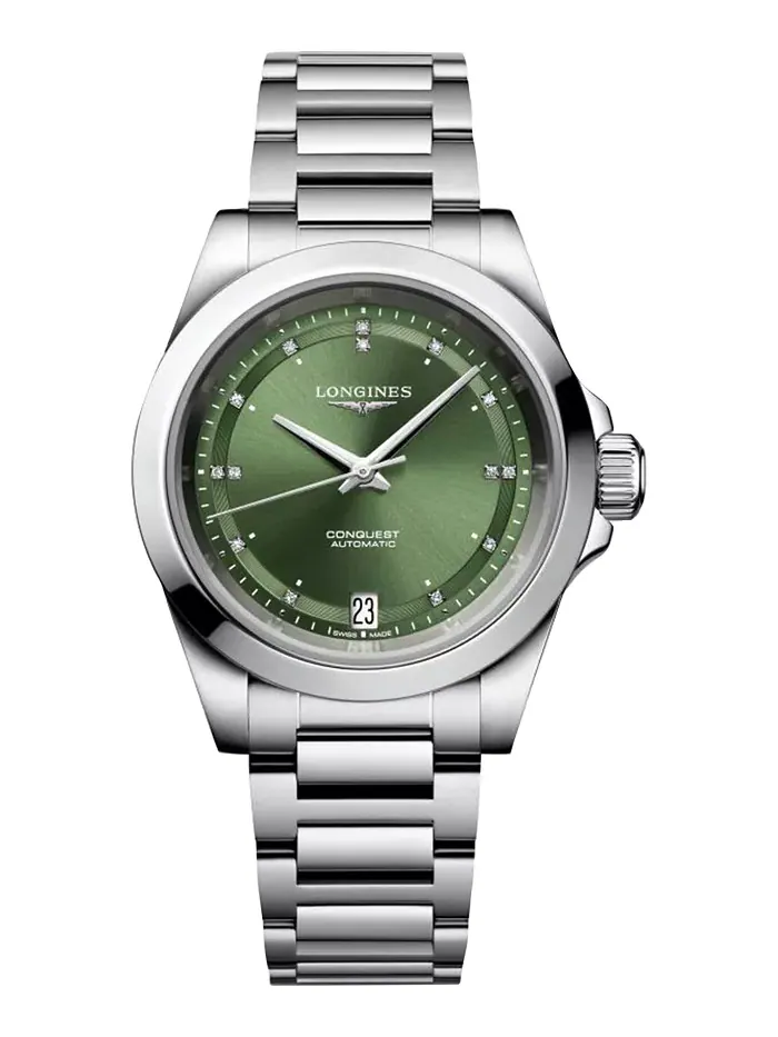 Женские часы Swiss Automatic Conquest Diamond (1/20 ct. t.w.) на стальном браслете 34mm Longines — изображение 1 из 3