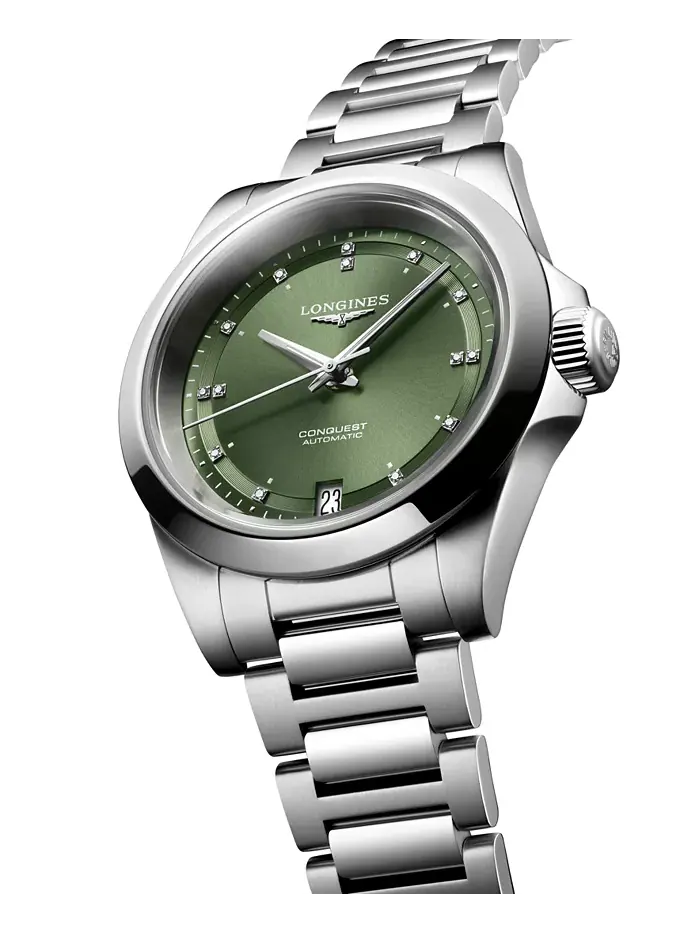 Женские часы Swiss Automatic Conquest Diamond (1/20 ct. t.w.) на стальном браслете 34mm Longines — изображение 2 из 3