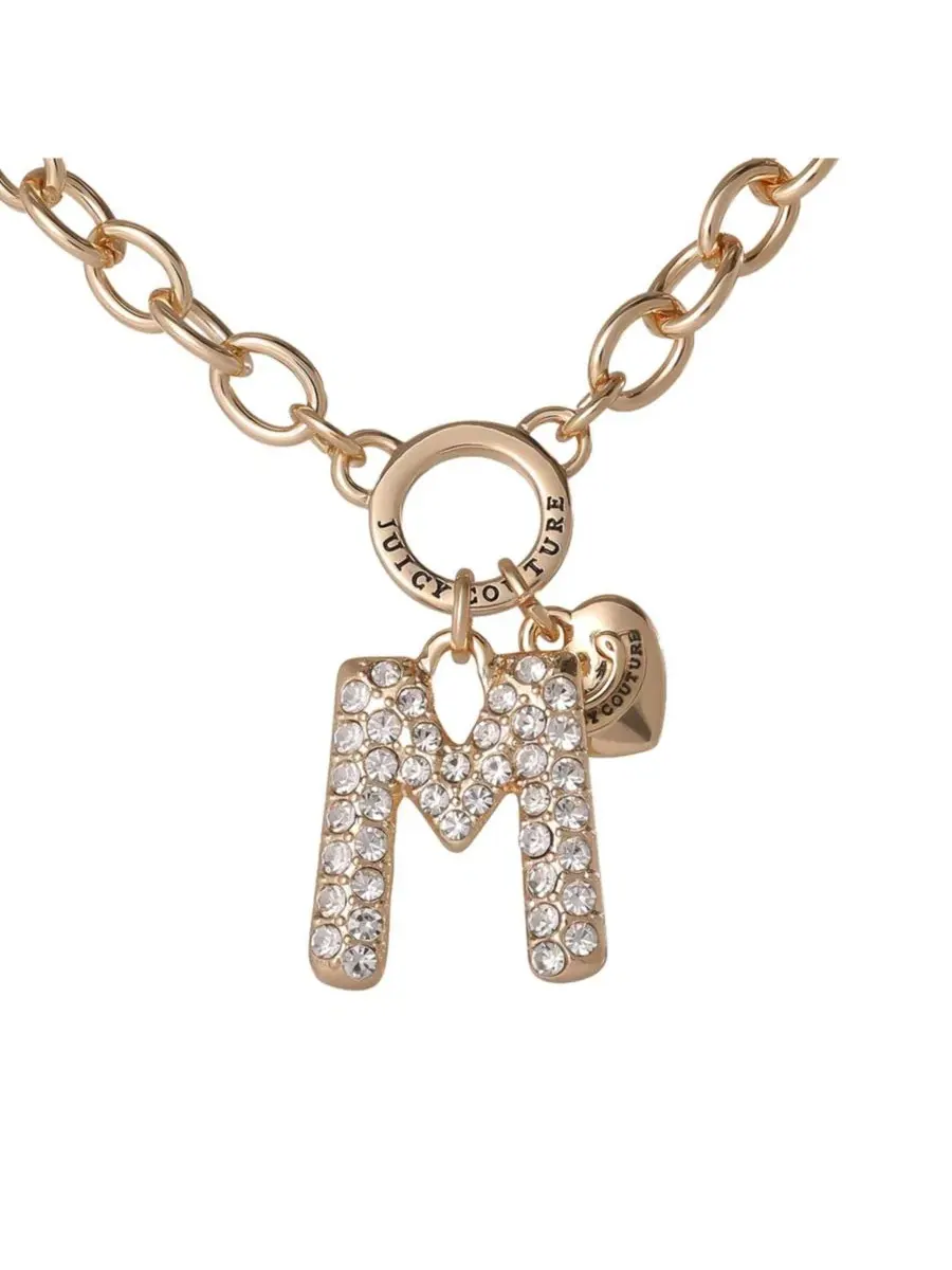 Колье-подвеска с буквой M и блестящими камнями, 45 см + 5 см Juicy Couture, Letter M
