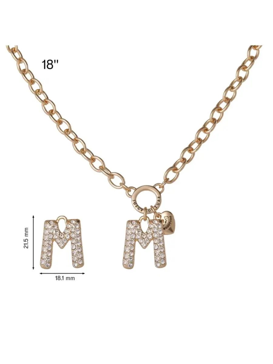 Колье-подвеска с буквой M и блестящими камнями, 45 см + 5 см Juicy Couture, Letter M — изображение 5 из 6