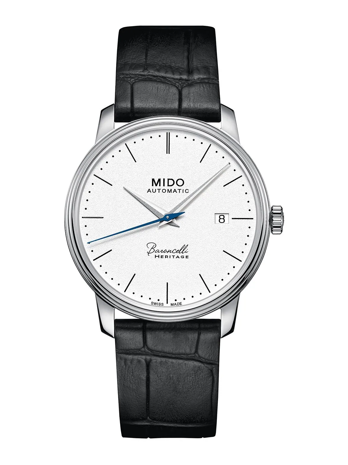 Мужские швейцарские автоматические часы Baroncelli III Heritage с черным кожаным ремешком, 39 мм — изображение 1 из 7
