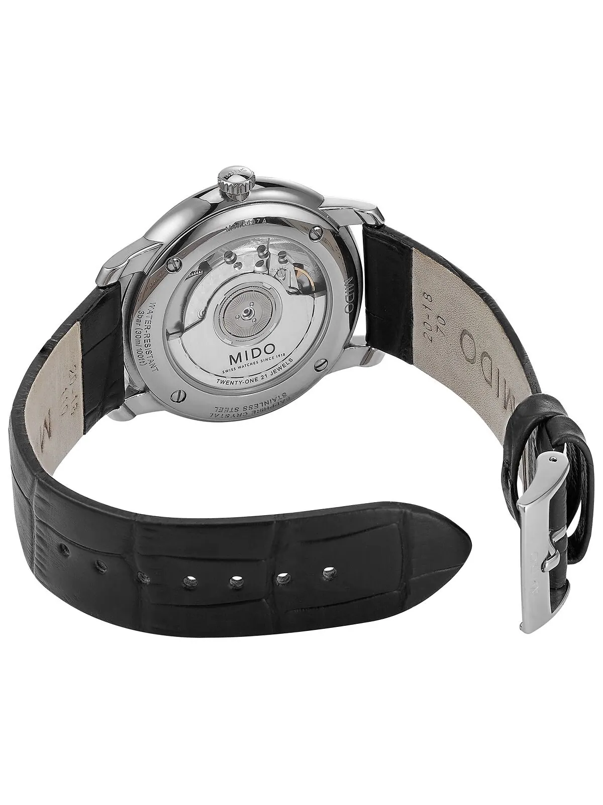 Мужские швейцарские автоматические часы Baroncelli III Heritage с черным кожаным ремешком, 39 мм — изображение 4 из 7
