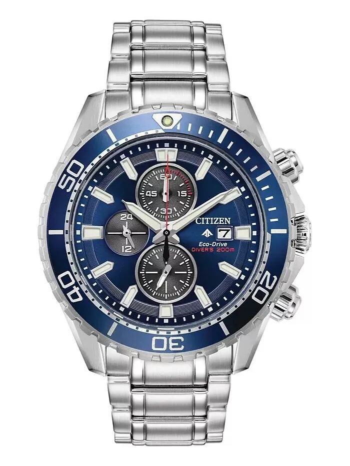 Мужские часы Eco-Drive Promaster Diver с хронографом и браслетом из нержавеющей стали, 46 мм Citizen