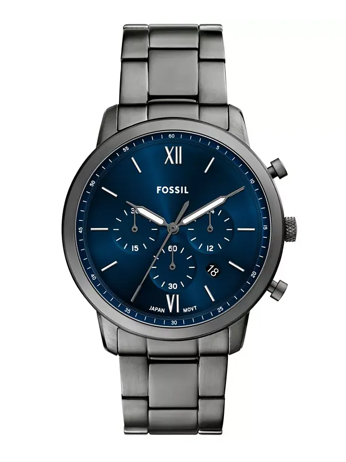 Мужские часы Neutra Chronograph Smoke из нержавеющей стали, 44 мм Fossil — изображение 1 из 4