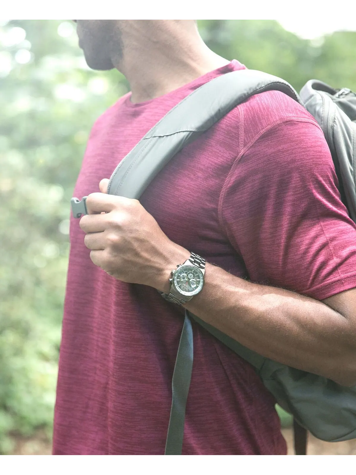 Eco-Drive Мужские часы с хронографом Nighthawk, серые часы с браслетом из нержавеющей стали, 43 мм — изображение 5 из 13