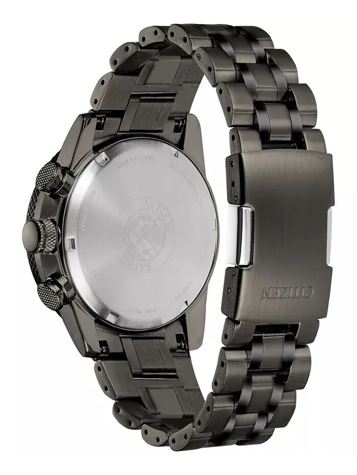 Eco-Drive Мужские часы с хронографом Nighthawk, серые часы с браслетом из нержавеющей стали, 43 мм — изображение 8 из 13