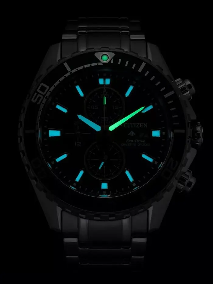 Мужские часы Eco-Drive Promaster Dive с хронографом и браслетом из нержавеющей стали, 45 мм Citizen — изображение 3 из 7