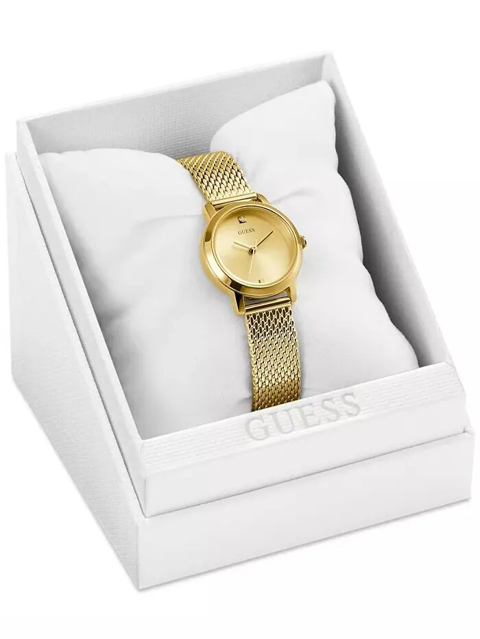 Женские золотистые часы-браслет с сеткой, 25 мм GUESS — изображение 6 из 7
