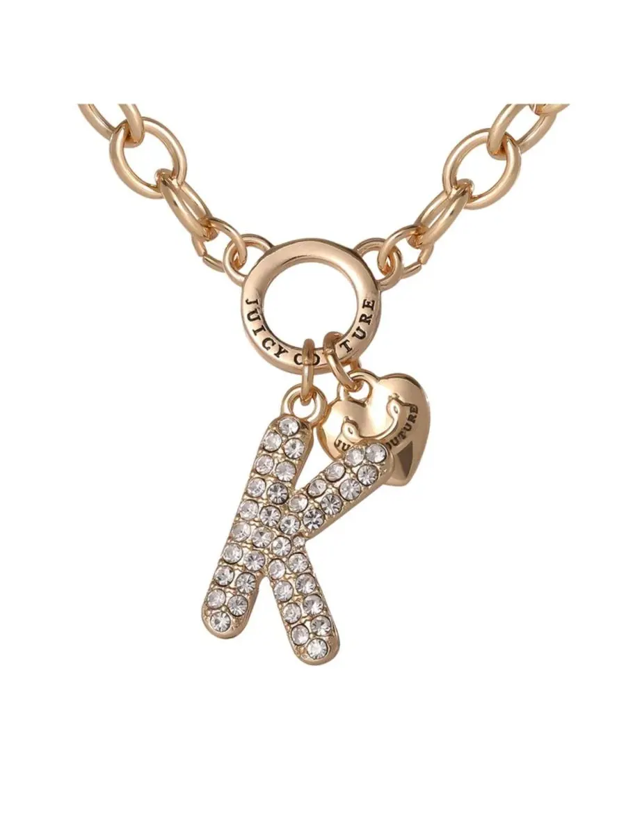 Колье-подвеска с буквой K, 45 см, с блестящими камнями Juicy Couture, Letter K