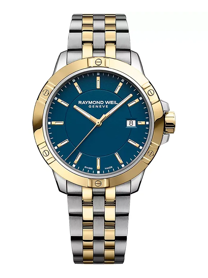 Мужские часы Swiss Tango Quartz с двухцветным браслетом из нержавеющей стали, 41 мм Raymond Weil — изображение 1 из 3