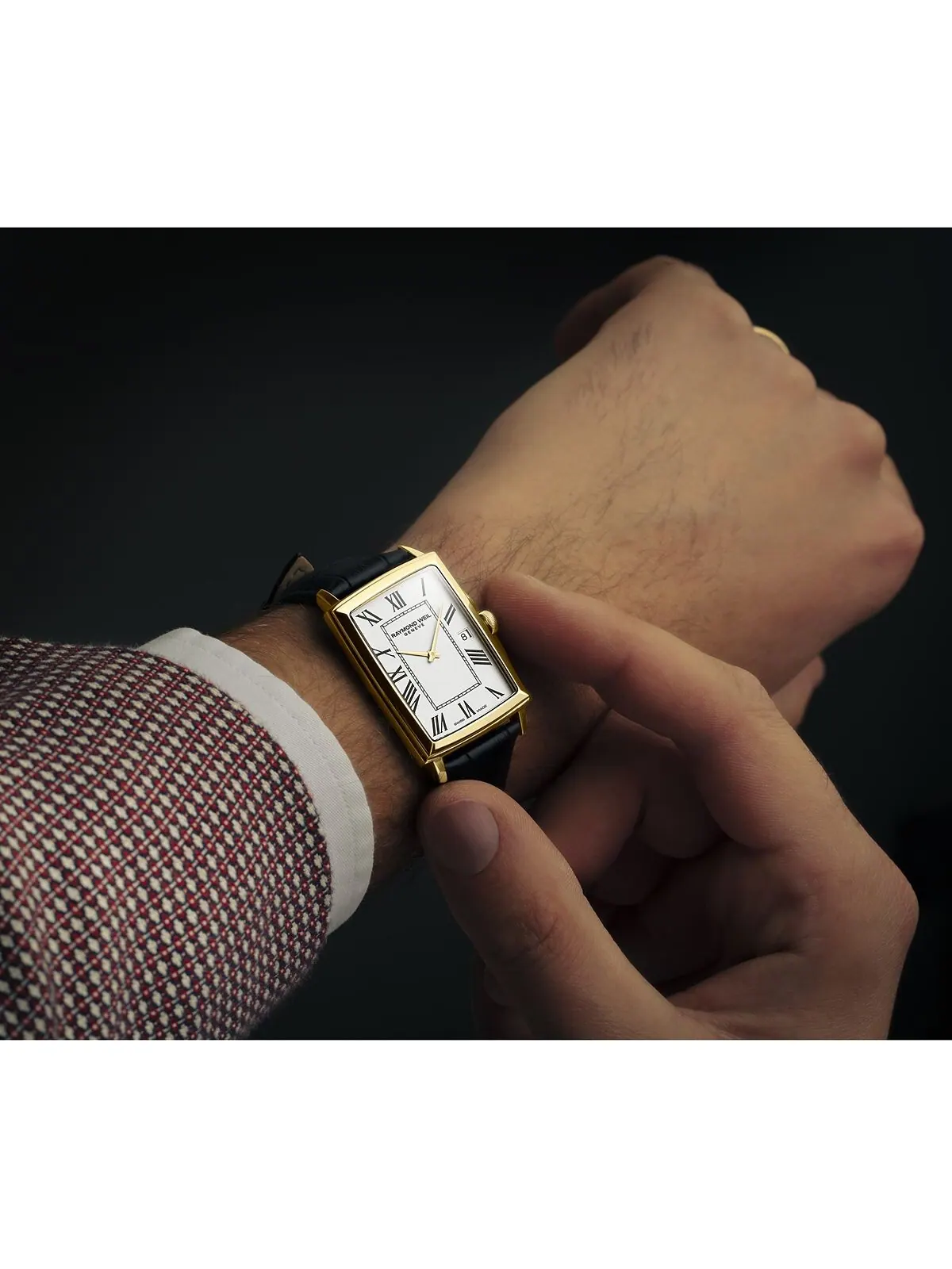 Мужские швейцарские часы Toccata с черным кожаным ремешком 29x37 мм Raymond Weil — изображение 4 из 4, оттенок белый