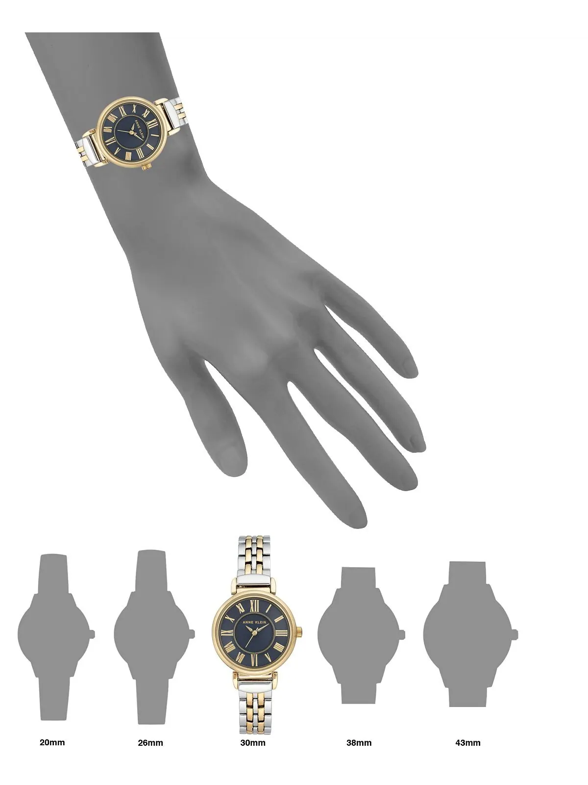Женские двухцветные часы-браслет 30 мм Anne Klein — изображение 4 из 4, оттенок темно-синий