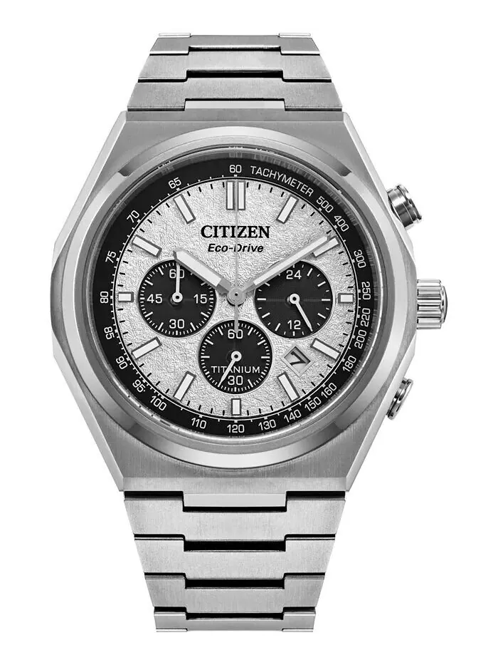 Eco-Drive Мужские часы с хронографом Zenshin Super Titanium с браслетом 43 мм Citizen