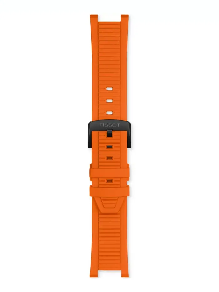 Мужские часы Swiss Chronograph T-Race с оранжевым силиконовым ремешком, 45 мм Tissot — изображение 5 из 5