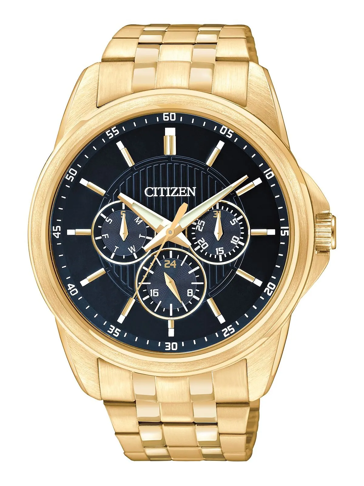 Мужские золотистые часы-браслет из нержавеющей стали 42 мм AG8342-52L Citizen — изображение 1 из 2, оттенок нет цвета
