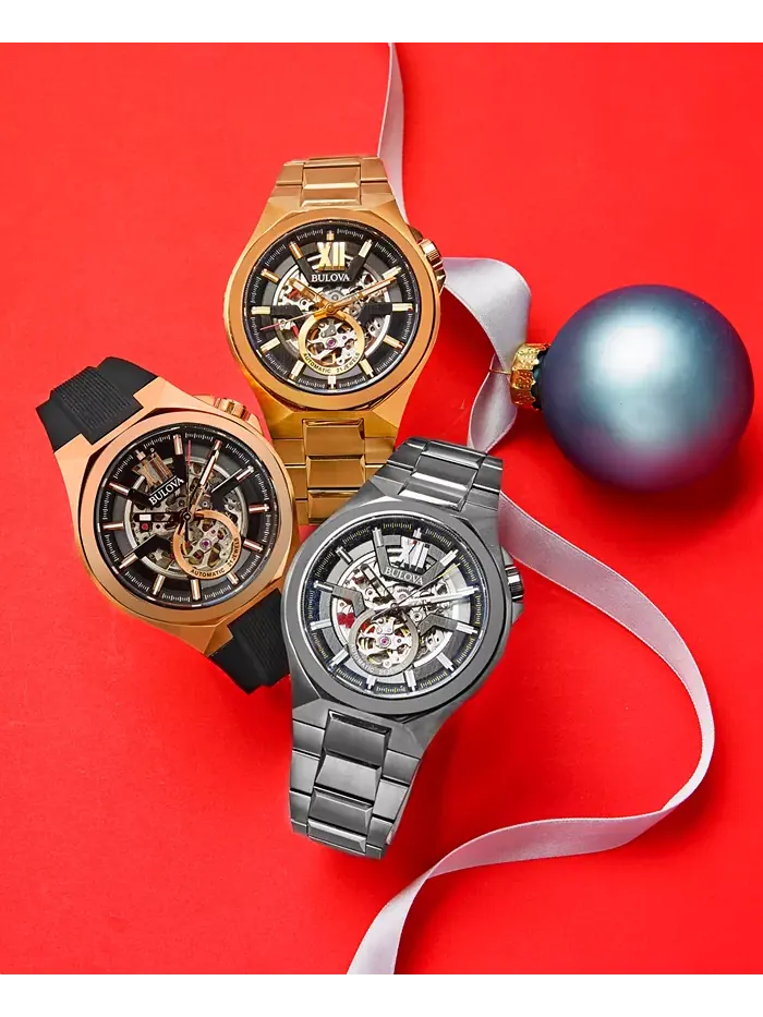 Мужские автоматические часы с черным силиконовым ремешком 46 мм 98A177 Bulova — изображение 3 из 9