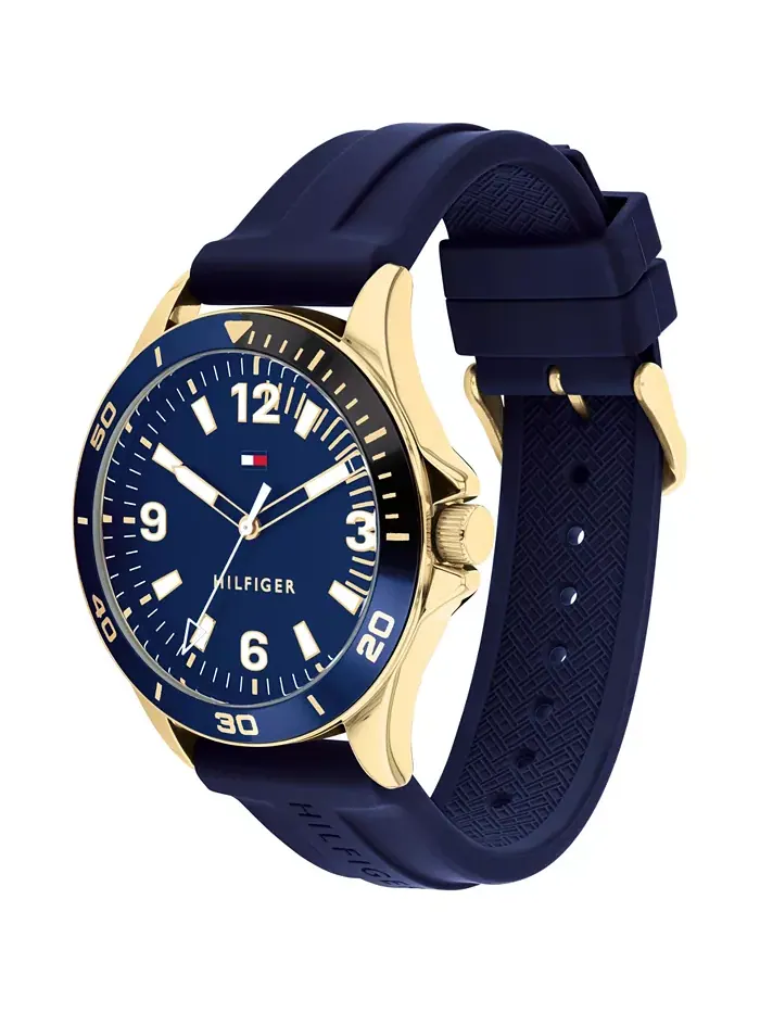 Мужские часы с синим силиконовым ремешком 44 мм Tommy Hilfiger — изображение 3 из 4