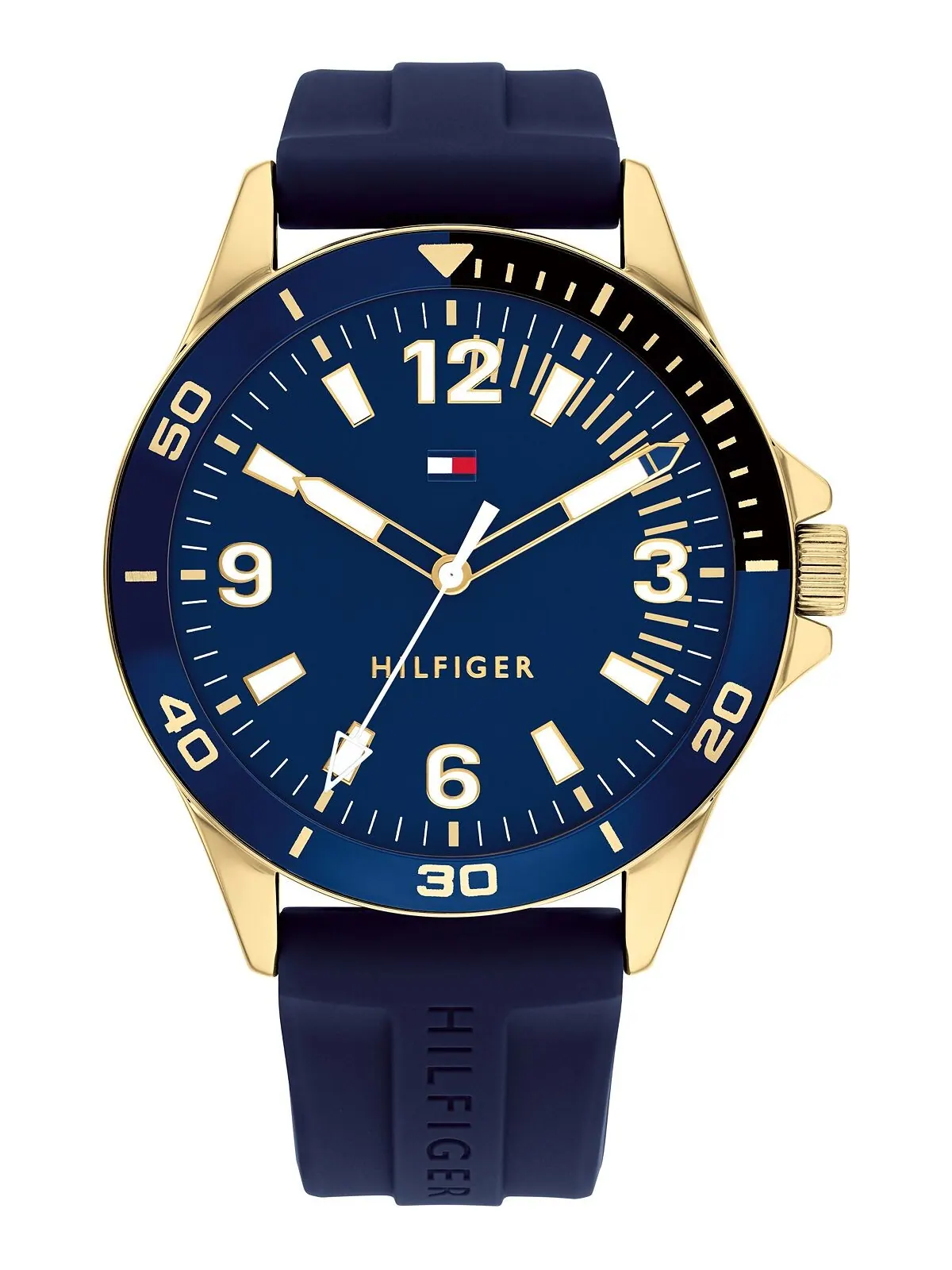 Мужские часы с синим силиконовым ремешком 44 мм Tommy Hilfiger