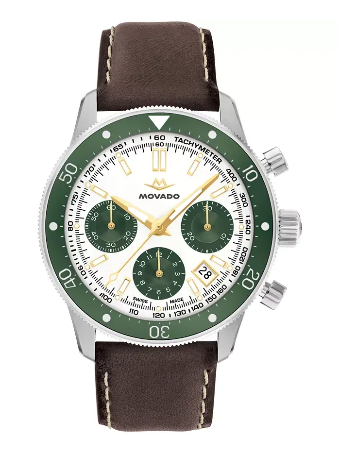 Мужские часы Super Sub Sea Alta Swiss Automatic-Chronograph с кожаным ремешком цвета шоколада, 43 — изображение 1 из 3