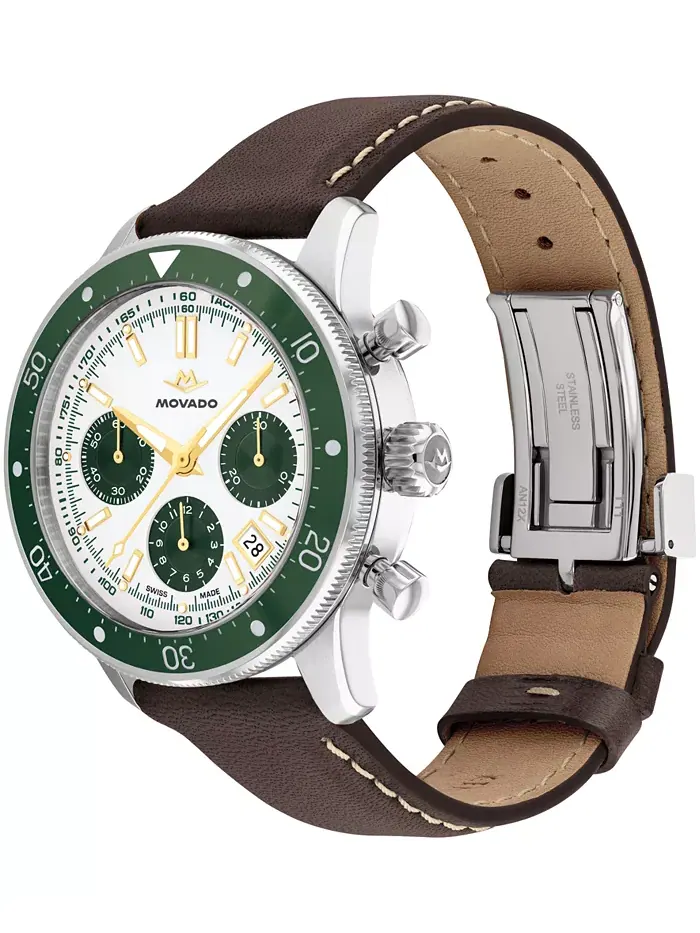 Мужские часы Super Sub Sea Alta Swiss Automatic-Chronograph с кожаным ремешком цвета шоколада, 43 — изображение 2 из 3