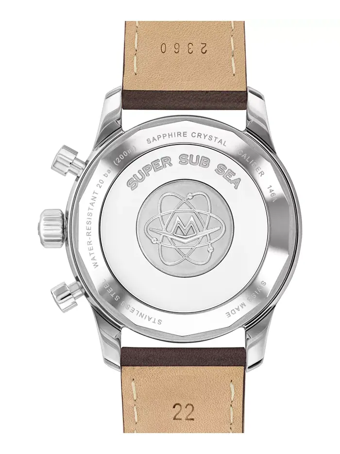 Мужские часы Super Sub Sea Alta Swiss Automatic-Chronograph с кожаным ремешком цвета шоколада, 43 — изображение 3 из 3