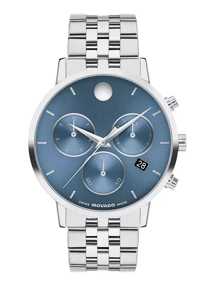 Мужские часы Museum Classic Swiss Quartz Chronograph из нержавеющей стали, 42 мм Movado — изображение 1 из 3