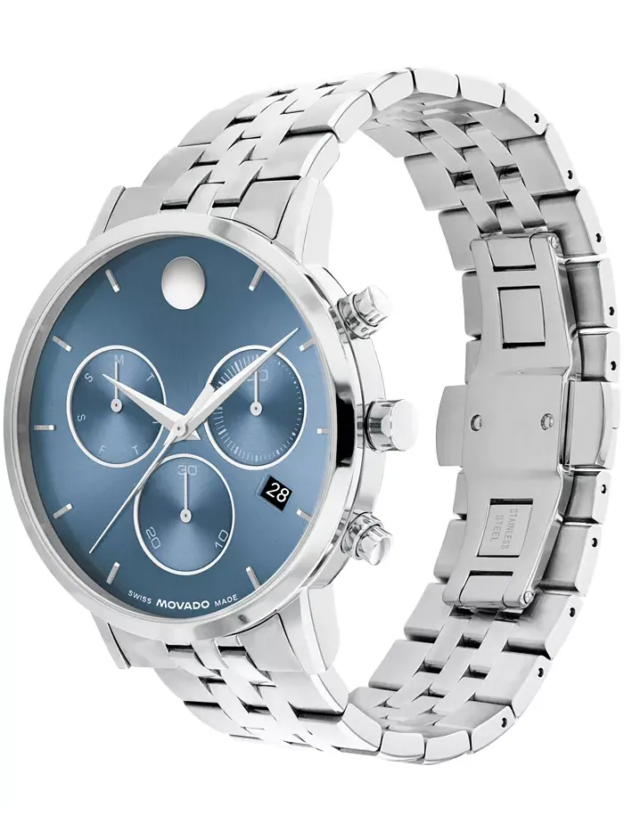Мужские часы Museum Classic Swiss Quartz Chronograph из нержавеющей стали, 42 мм Movado — изображение 2 из 3