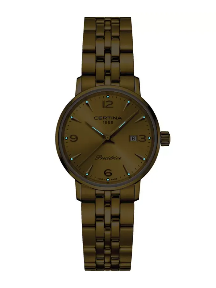 Женские часы Swiss DS Caimano Gold PVD с браслетом из нержавеющей стали, 28 мм Certina — изображение 2 из 2