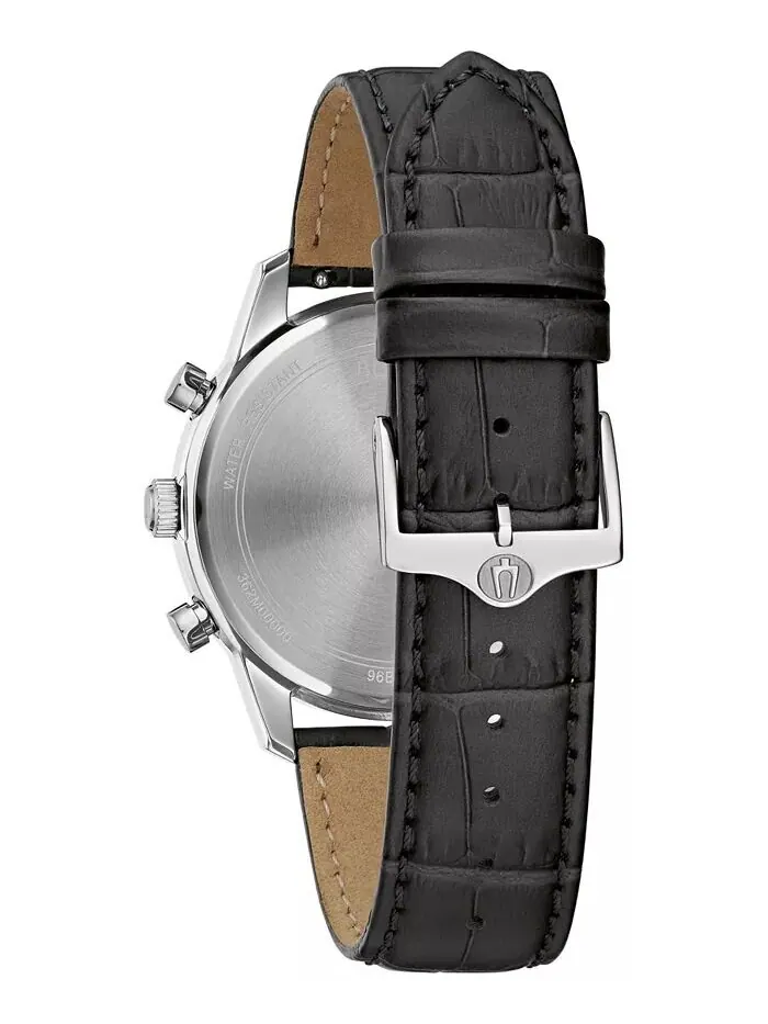 Мужские часы с хронографом Classic Sutton, черный кожаный ремешок, 41 мм Bulova — изображение 3 из 3