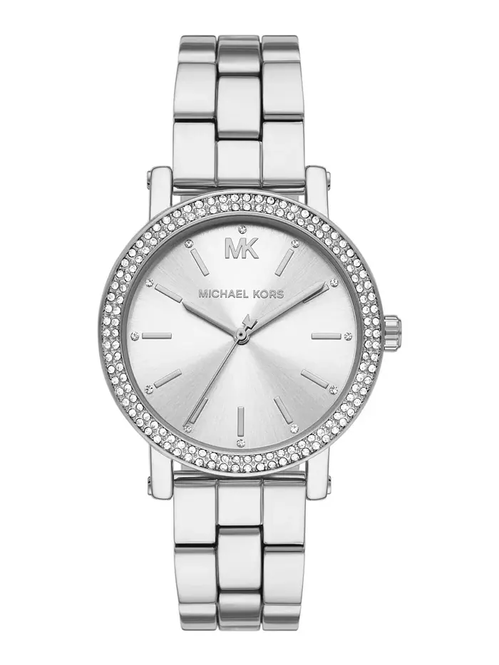 Женские часы Corey с тремя стрелками, серебристый сплав, 38 мм Michael Kors