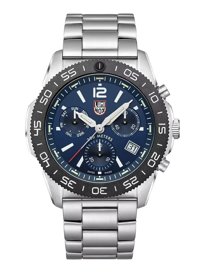Мужские часы Swiss Chronograph Pacific Diver на стальном браслете, 44 мм Luminox