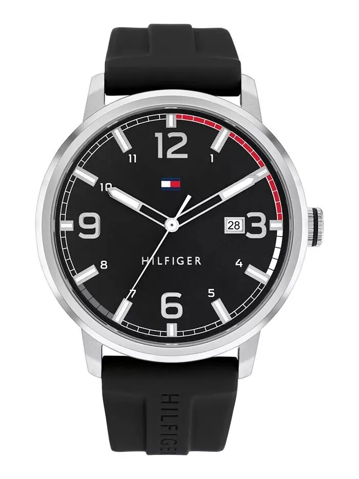 Мужские часы с черным силиконовым ремешком, 46 мм Tommy Hilfiger — изображение 1 из 3