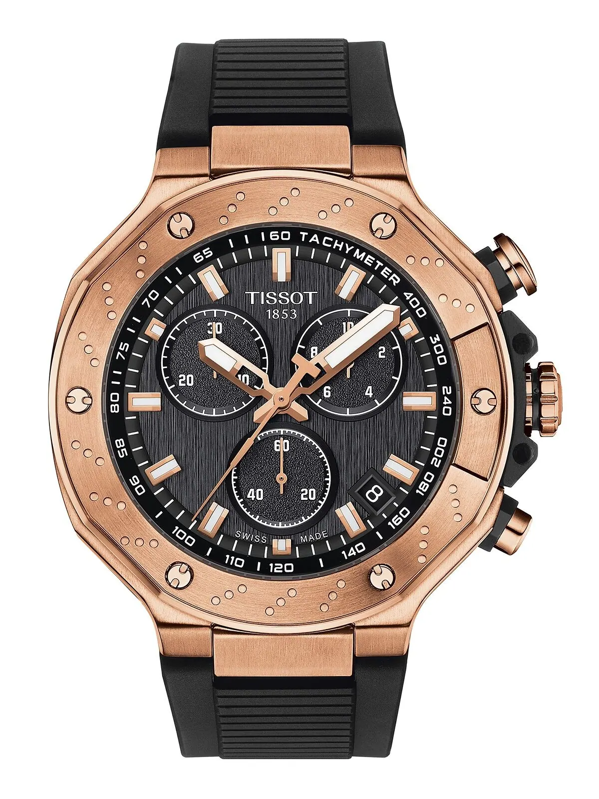 Мужские швейцарские часы с хронографом T-Race с черным ремешком, 45 мм Tissot — изображение 1 из 5, оттенок черный