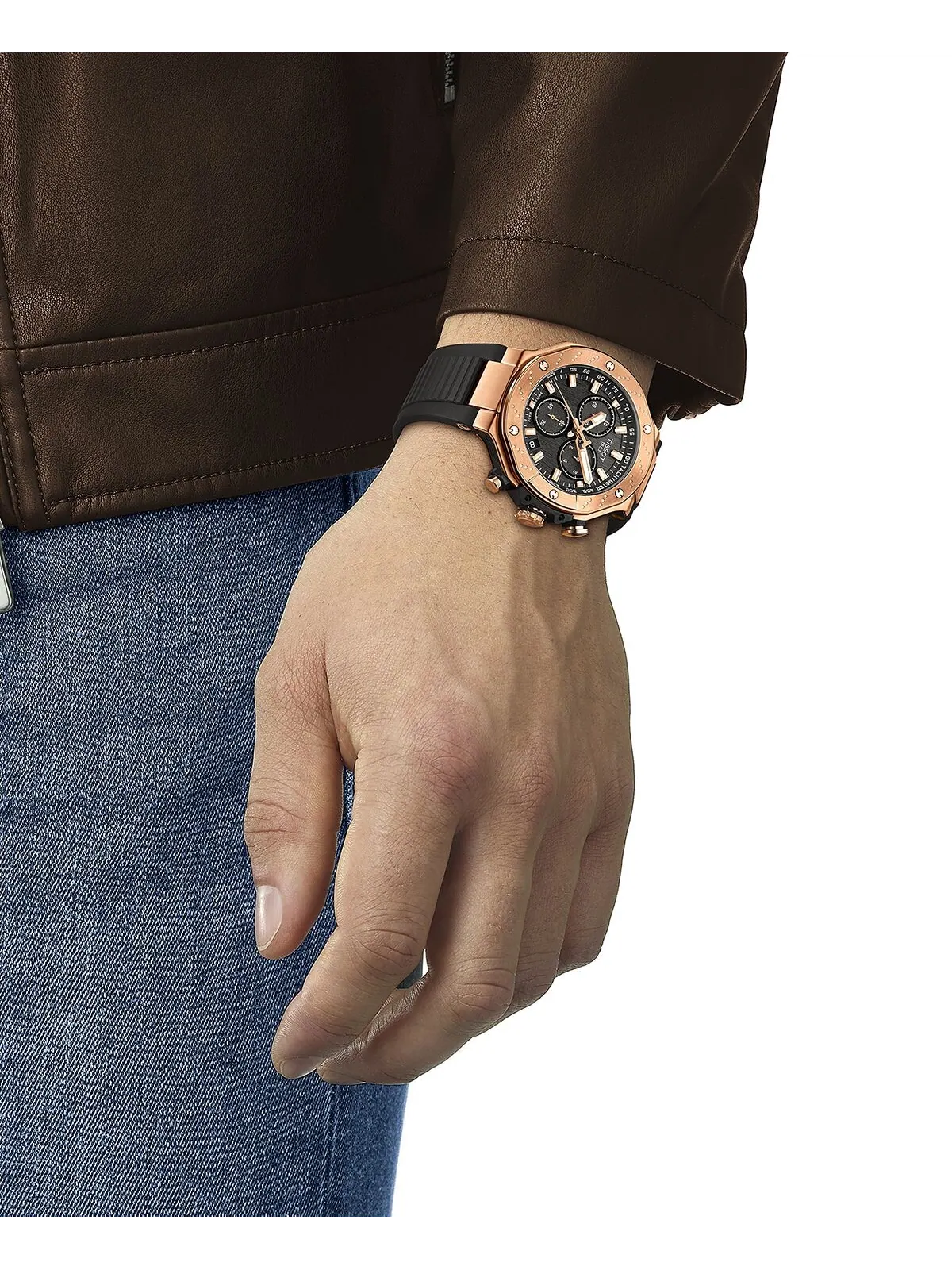 Мужские швейцарские часы с хронографом T-Race с черным ремешком, 45 мм Tissot — изображение 5 из 5, оттенок черный