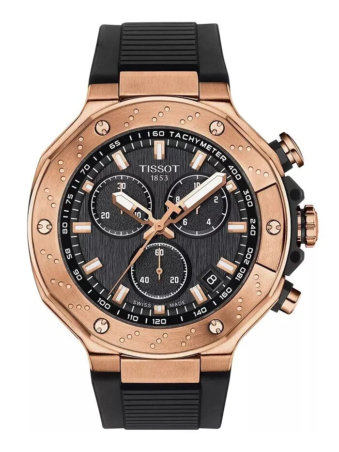 Мужские швейцарские часы с хронографом T-Race с черным ремешком, 45 мм Tissot — изображение 1 из 5