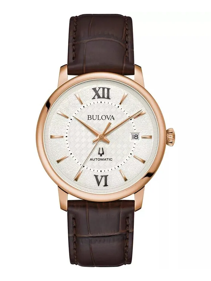 Унисекс автоматические часы Hudson с коричневым кожаным ремешком, 39 мм Bulova — изображение 1 из 5