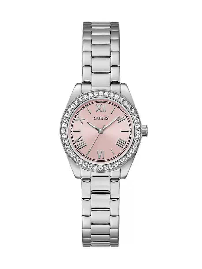 Женские аналоговые часы со стальным серебристым корпусом, 30 мм GUESS