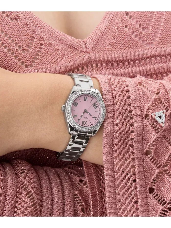 Женские аналоговые часы со стальным серебристым корпусом, 30 мм GUESS — изображение 7 из 8