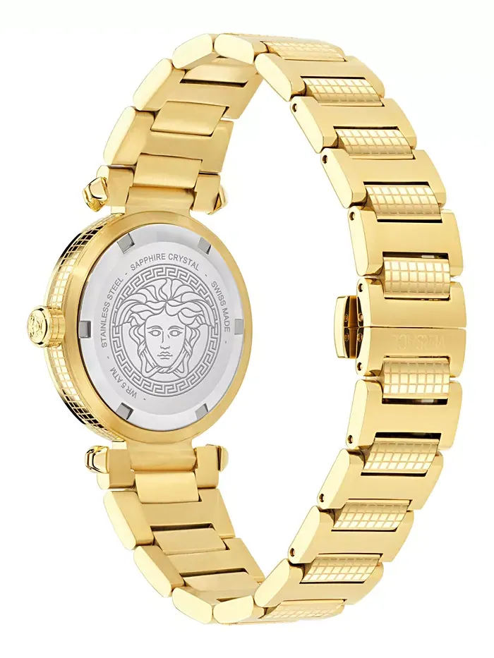 Женские наручные часы Swiss Greek с позолотой и ионным покрытием, 35 мм Versace — изображение 3 из 5
