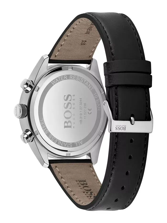 Мужские часы Champion с хронографом, черный кожаный ремешок, 44 мм Hugo Boss — изображение 3 из 3