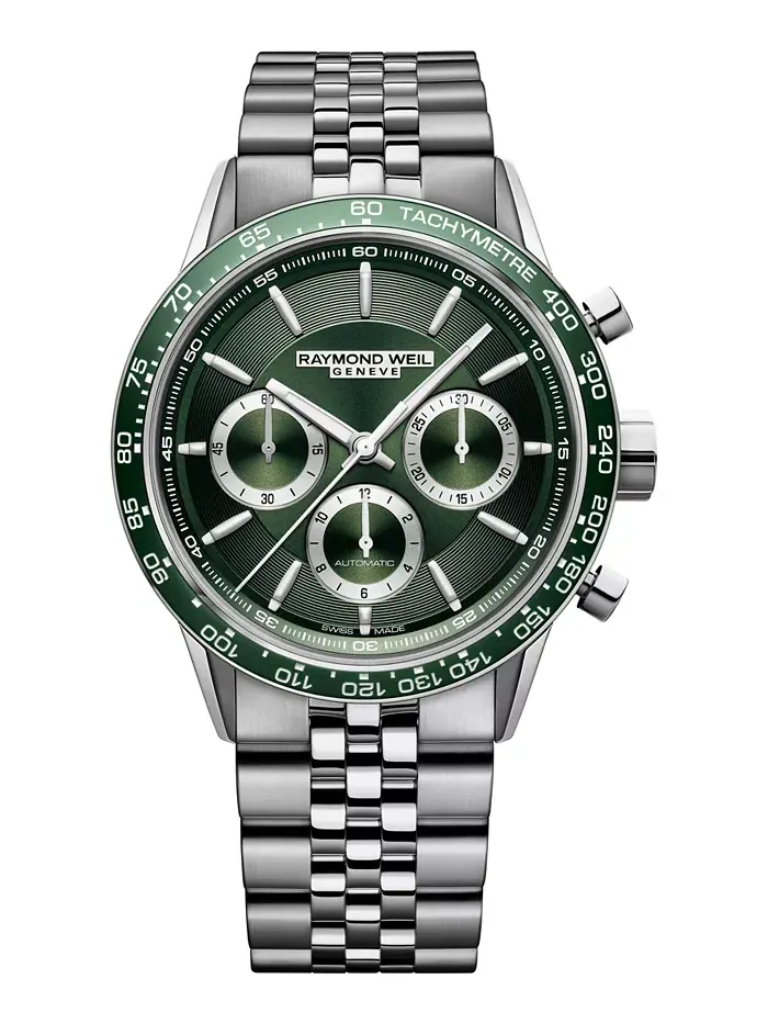 Мужские швейцарские автоматические часы-хронограф Freelancer с браслетом из нержавеющей стали 44 мм — изображение 1 из 3