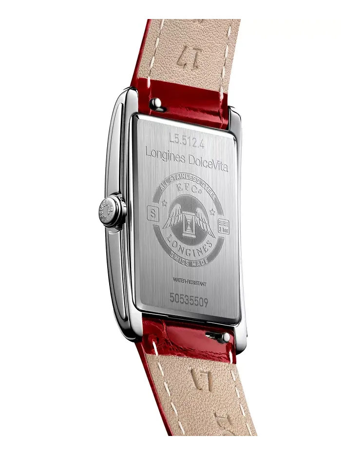 Женские часы Swiss DolceVita с красным кожаным ремешком, 23x37 мм Longines — изображение 2 из 4