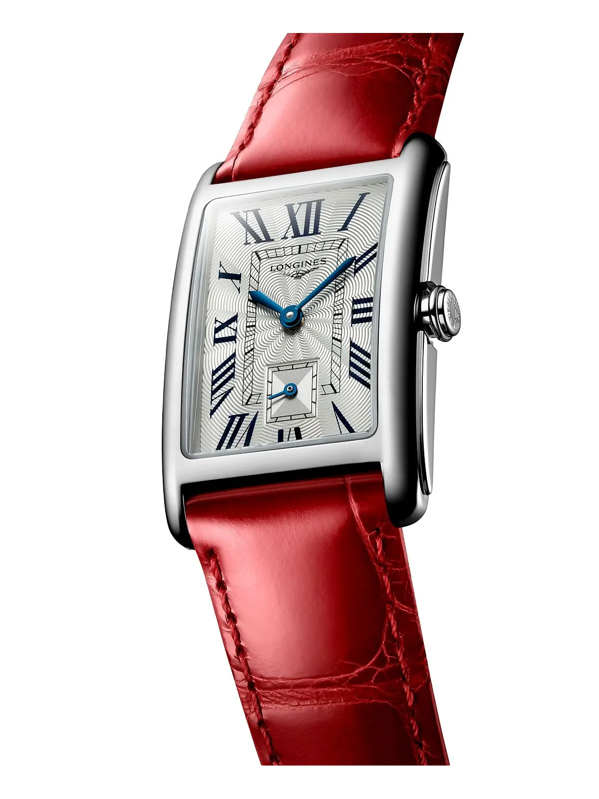 Женские швейцарские часы DolceVita с красным кожаным ремешком 23x37 мм Longines — изображение 3 из 4, оттенок серебряный