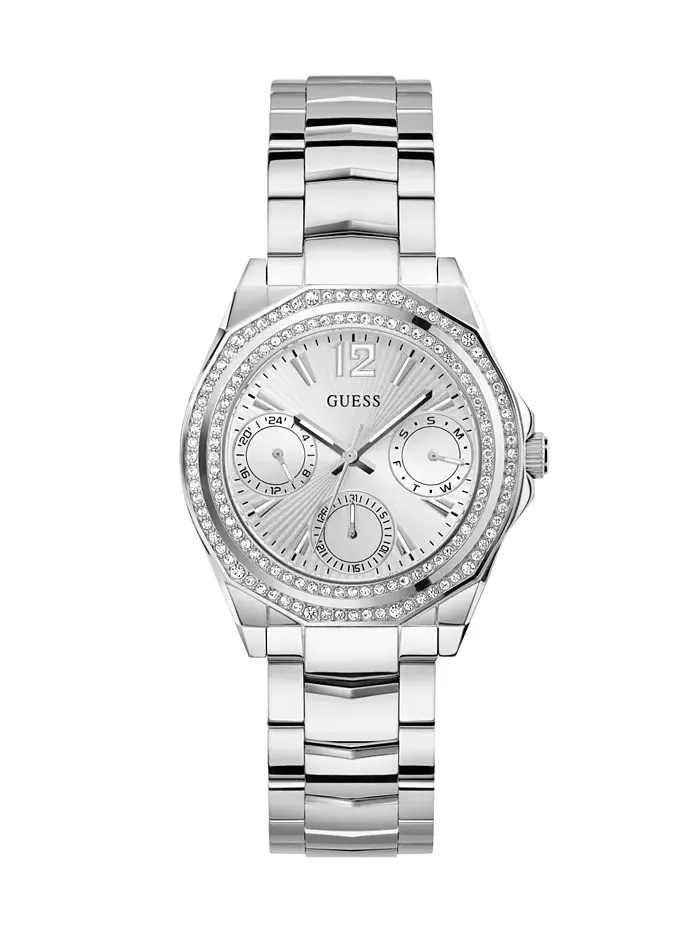 Женские аналоговые часы из нержавеющей стали серебристого цвета 36 мм GUESS
