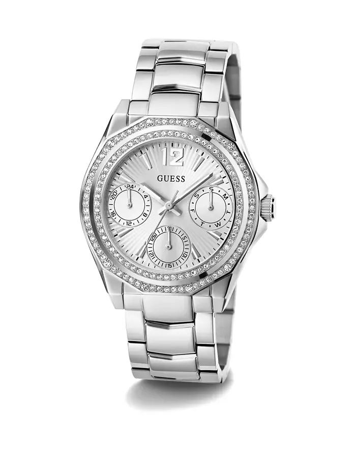 Женские аналоговые часы из нержавеющей стали серебристого цвета 36 мм GUESS — изображение 5 из 5