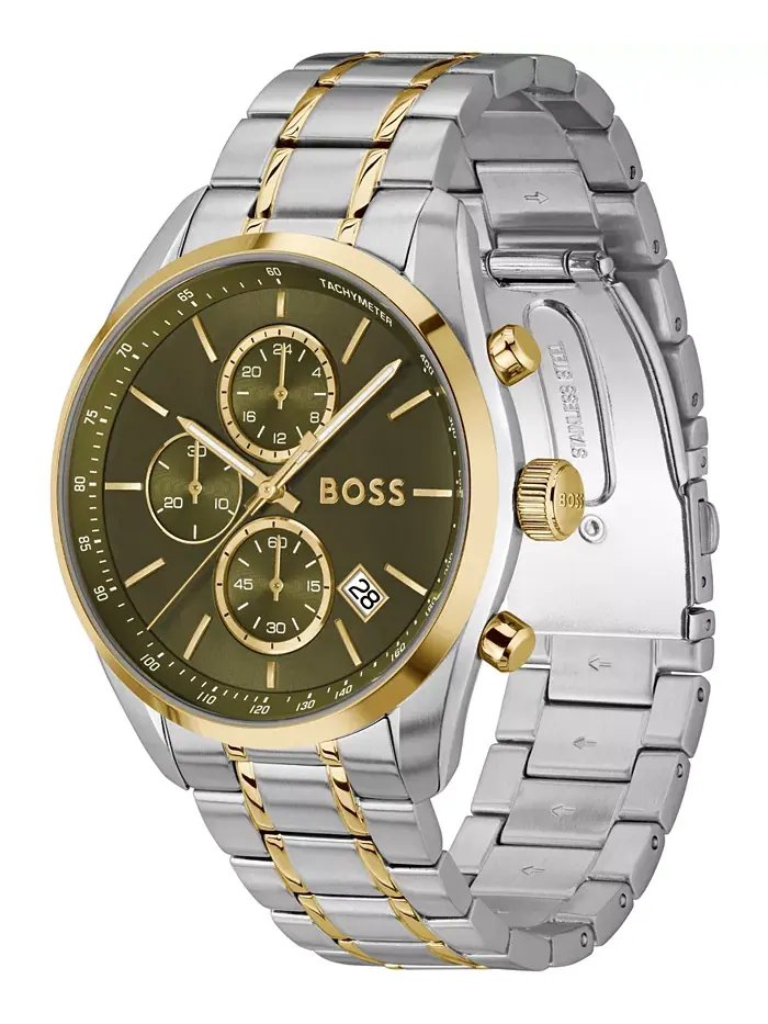 Мужские часы Grand Prix 44 Quartz Chronograph с хронографом, кварцевые, двухцветные из нержавеющей — изображение 2 из 3