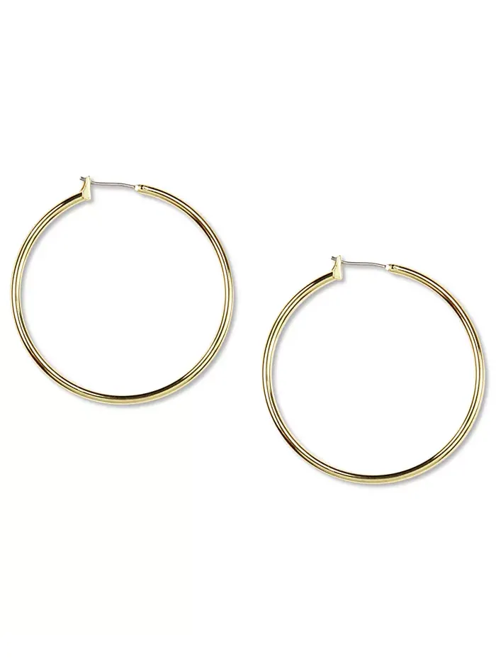 Золотистые тонкие серьги-кольца, 1,6 дюйма Anne Klein — изображение 1 из 5